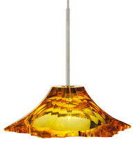  PD038AMSNX2M - Pendant Peak Crystal Amber Satin Nickel G4 Xenon 20W Monopoint Canopy