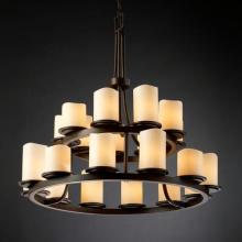  CNDL-8767-14-AMBR-DBRZ - Dakota 21-Light 2-Tier Ring Chandelier