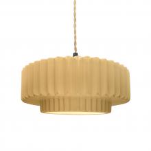  CER-6553-MYLW-MBLK-BEIG-TWST - Medium Tier Pleated 1-Light Pendant