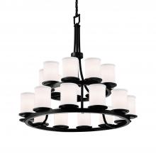  FAB-8767-10-WHTE-MBLK - Dakota 21-Light 2-Tier Ring Chandelier