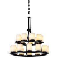  FSN-8767-10-OPAL-MBLK - Dakota 21-Light 2-Tier Ring Chandelier