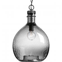  P500064-143 - Zin Collection One-Light Graphite Smoked Textured Glass Global Pendant Light