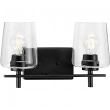  P300361-31M - Calais Collection Two-Light New Traditional Matte Black Clear Glass Bath Vanity Light