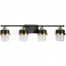  P300425-31M - Beckner Collection Four-Light Matte Black Clear Glass Urban Industrial Bath Light