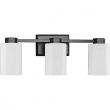  P300478-31M - Estrada Collection Three-Light Matte Black Contemporary Bath & Vanity Light