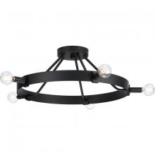  P350240-31M - Breckenridge Collection Five-Light Matte Black Rustic Farmhouse Semi-Flush Mount