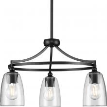  P400295-31M - Parkhurst Collection Three-Light New Traditional Matte Black Clear Glass Chandelier Light