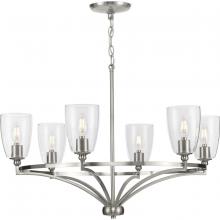  P400297-009 - Parkhurst Collection Six-Light New Traditional Brushed Nickel Clear Glass Chandelier Light