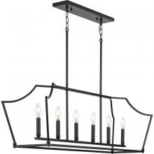  P400300-31M - Parkhurst Collection Six-Light New Traditional Matte Black  Linear Island Chandelier Light