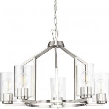  P400316-009 - Goodwin Collection Five-Light Brushed Nickel Modern Farmhouse Chandelier