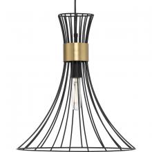  P500365-31M - Lorin Collection One-Light Mid-Century Modern Matte Black Metal Pendant Light