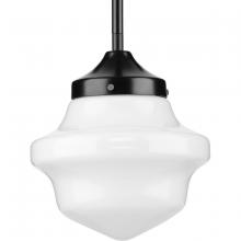  P5196-31M - School House Pendant Collection One-Light Matte Black Opal Glass Coastal Mini-Pendant Light