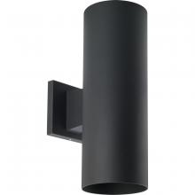  P560290-031 - 5" Outdoor Up/Down Wall Cylinder Two-Light Modern Black Outdoor Wall Lantern with Top Lense