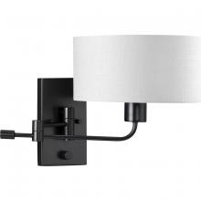  P710104-31M - Carrick Collection One-Light Matte Black Summer Linen Shade Transitional Wall Light