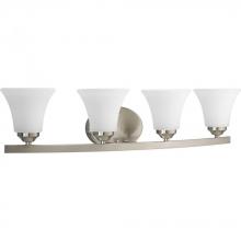  P2011-09 - Adorn Collection Four-Light Brushed Nickel Etched Glass Traditional Bath Vanity Light