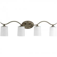  P2021-20 - Inspire Collection Four-Light Antique Bronze Etched Glass Traditional Bath Vanity Light