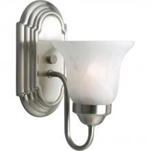  P3051-09 - One-Light Brushed Nickel Alabaster Glass Traditional Bath Vanity Light