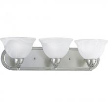  P3268-09 - Avalon Collection Three-Light Brushed Nickel Alabaster Glass Traditional Bath Vanity Light
