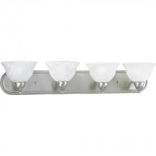  P3269-09 - Avalon Collection Four-Light Brushed Nickel Alabaster Glass Traditional Bath Vanity Light
