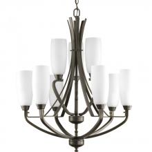  P4439-20 - Wisten Collection Nine-Light Antique Bronze Etched Glass Modern Chandelier Light