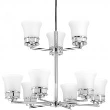  P4614-15 - Cascadia Collection Nine-Light Polished Chrome Etched Glass Coastal Chandelier Light