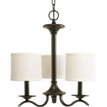  P4632-20 - Inspire Collection Three-Light Antique Bronze Off-White Linen Shade Traditional Chandelier Light
