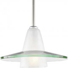  P5011-09 - Modern Pendant  One-Light Brushed Nickel Clear and Etched Glass Mini-Pendant Light
