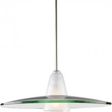  P5012-09 - Modern Pendant  One-Light Brushed Nickel Clear and Etched Glass Pendant Light