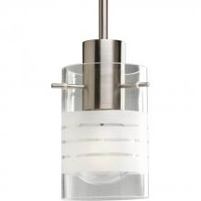  P5158-09 - Modern Pendant One-Light Brushed Nickel Clear And Etched Glass Mini-Pendant Light