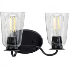  P300262-031 - Durrell Collection Two-Light Matte Black Clear Glass Coastal Bath Vanity Light