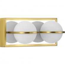  P300311-012-30 - Pearl LED Collection Two-Light Satin Brass and Opal Glass Modern Style Bath Vanity Wall Light