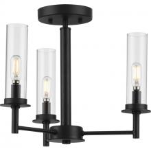  P400250-031 - Kellwyn Collection Three-Light Matte Black and Clear Glass Transitional Style Convertible Semi-Flush