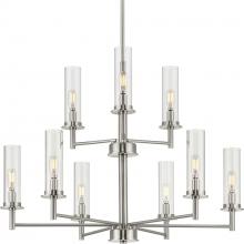  P400252-009 - Kellwyn Collection Nine-Light Brushed Nickel and Clear Glass Transitional Style Chandelier Light