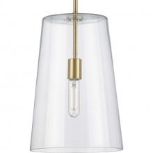  P500242-012 - Clarion Collection One-Light Satin Brass Clear Glass Transitional Pendant