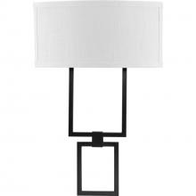  P710054-031-30 - LED Shaded Sconce Collection Black One-Light Square Wall Sconce