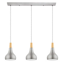  202314A - 3x60W Linear Pendant w/ Brushed Nickel and Wood Finish
