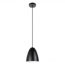  205418A - Sarabia - Single Light Pendant with a Structured Black Exterior and Matte White Interior Metal Shade