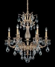  5676-23H - Milano 6 Light 120V Chandelier in Etruscan Gold with Clear Heritage Handcut Crystal