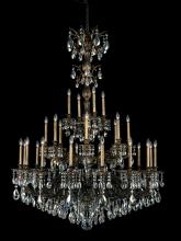  5688-48H - Milano 28 Light 120V Chandelier in Antique Silver with Clear Heritage Handcut Crystal