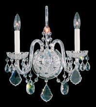  6807-40H - Olde World 2 Light 120V Wall Sconce in Polished Silver with Clear Heritage Handcut Crystal