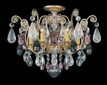  3584-51OS - Renaissance Rock Crystal 6 Light 120V Semi-Flush Mount in Black with Olivine & Smoke Quartz Crysta