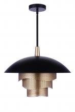  P1010FBMG-LED - 19Ã¢â‚¬Â Diameter Sculptural Statement Dome Pendant with Perforated Metal Shades in Flat Black/Matt