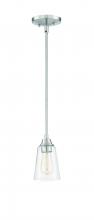  41991-BNK-CS - Grace 1 Light Mini Pendant in Brushed Polished Nickel (Clear Seeed Glass)