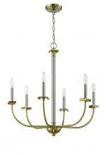  54826-BNKSB - Stanza 6 Light Chandelier in Brushed Polished Nickel/Satin Brass