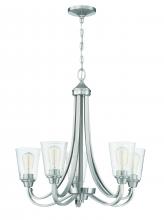  41925-BNK-CS - Grace 5 Light Chandelier in Brushed Polished Nickel (Clear Seeded Glass)