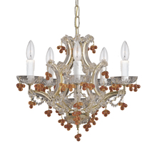  4305-CH-ROSA - 6 Light Polished Chrome Youth Mini Chandelier Draped In Murano Beads