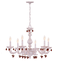  5226-AW-AMBER - 6 Light Antique White Chandelier