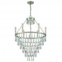  LUC-A9066-SA - Lucille 6 Light Antique Silver Chandelier