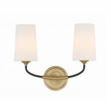 Crystorama NIL-70012-BF-MG - Niles 2 Light Black Forged + Modern Gold Sconce