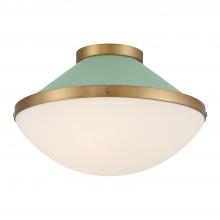  XAN-8002-VG-GR - Xander 2 Light Vibrant Gold + Green Flush Mount